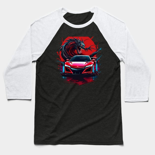 Honda NSX Dragon Baseball T-Shirt by TaevasDesign